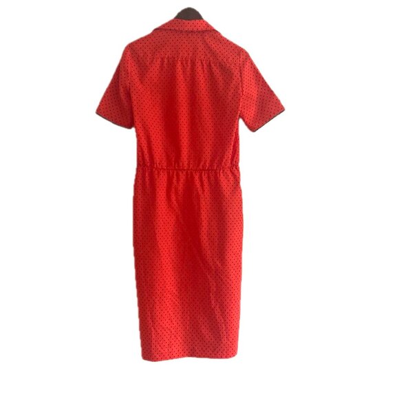 Vintage Algo-Ettes 1970s Red Black Polka Dot Dress - Picture 3 of 8